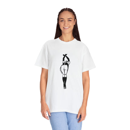 Tied Up and Bent Over Vintage Fetish Graphic Woman Bondage T-Shirt