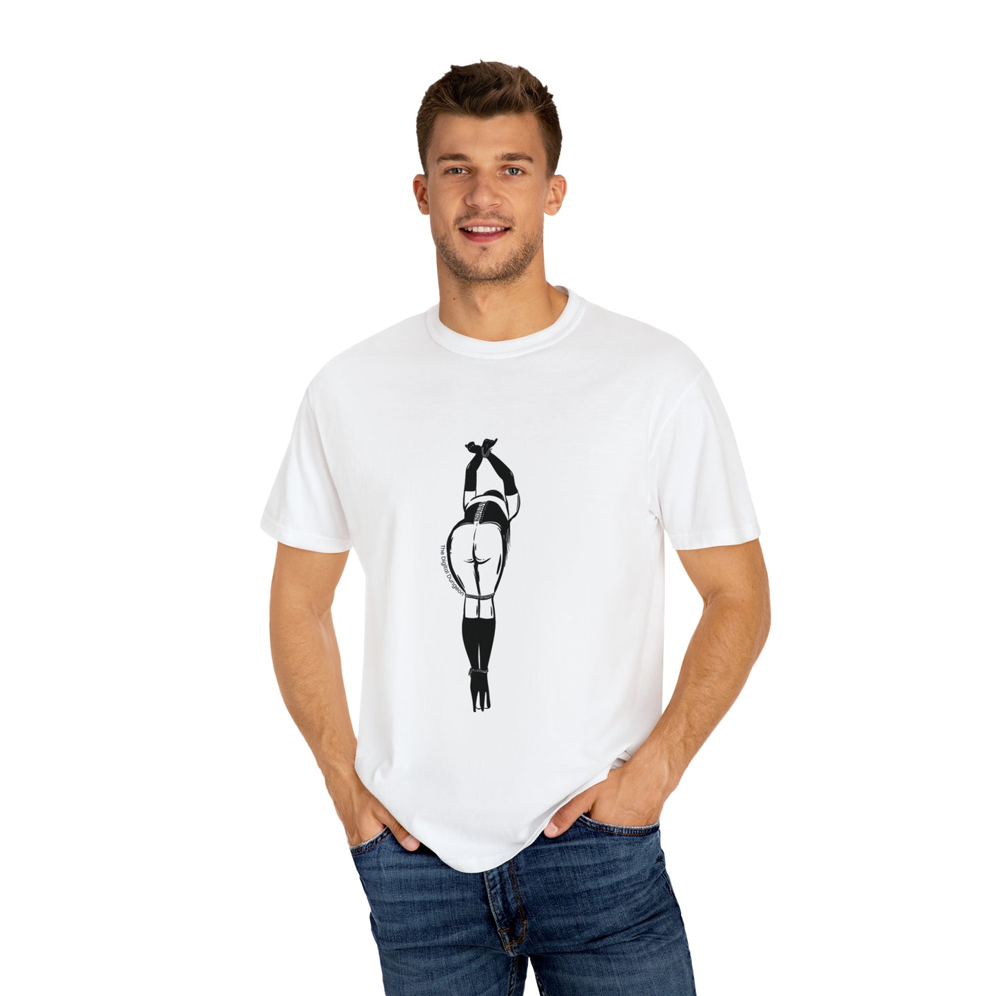 Tied Up and Bent Over Vintage Fetish Graphic Woman Bondage T-Shirt